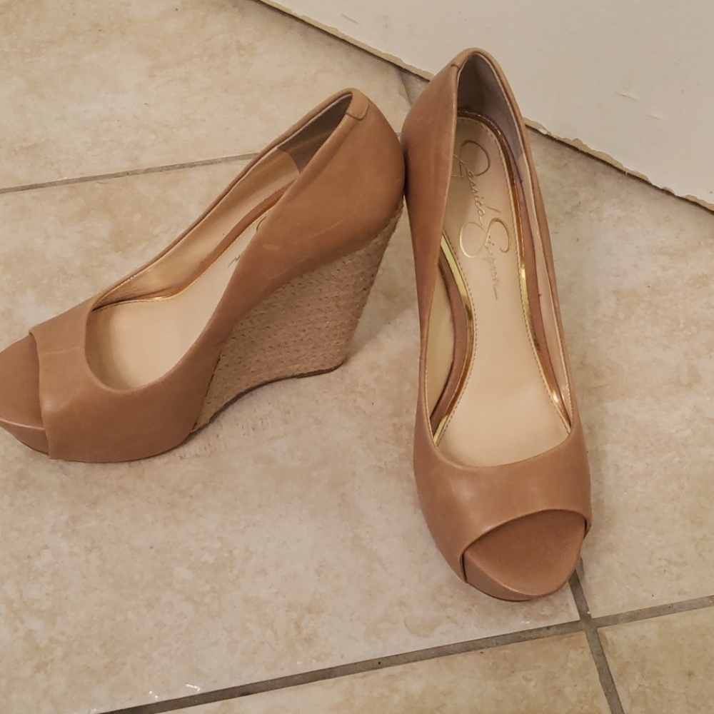 Jessica Simpson platform peep toe pumps